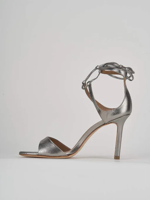 Sandali tacco 9cm pelle argento