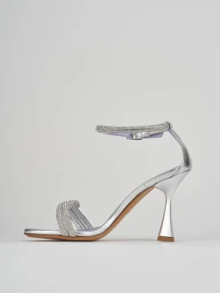 Sandali tacco 9cm pelle argento
