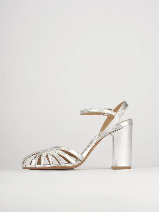 Sandali tacco 7cm pelle argento