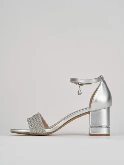 Sandali tacco 6cm pelle argento