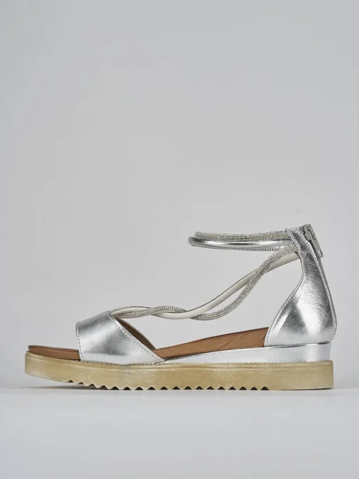 Sandali tacco 3cm pelle argento
