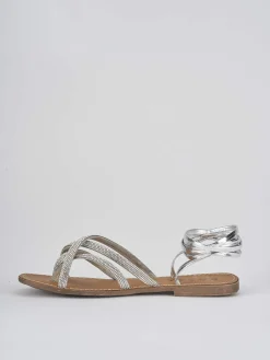 Sandali tacco 1cm pelle argento