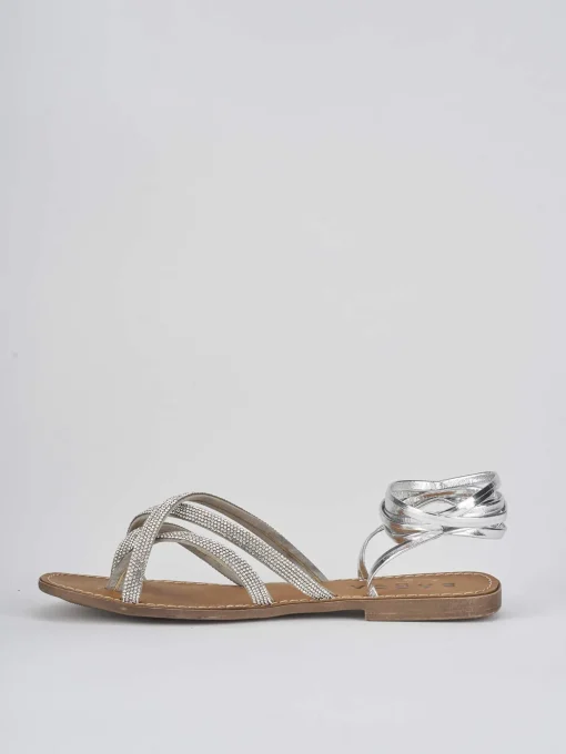 Sandali tacco 1cm pelle argento