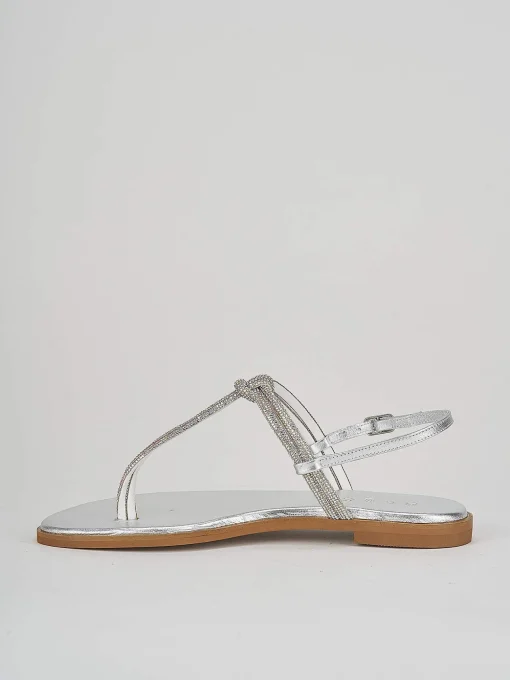 Sandali tacco 1cm pelle argento