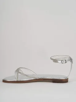 Sandali tacco 1cm pelle argento
