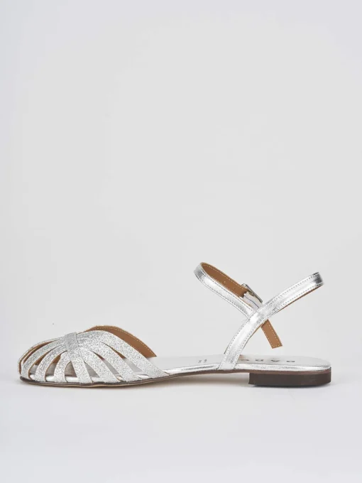 Sandali tacco 1cm pelle argento