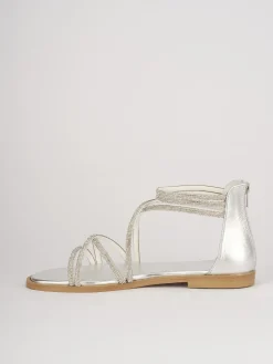 Sandali tacco 1cm pelle argento