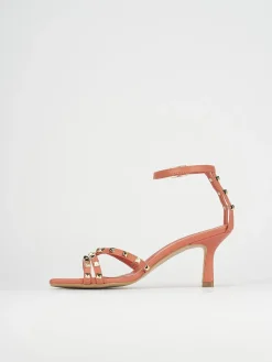 Sandali tacco 7cm pelle arancio