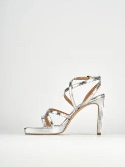 Sandali tacco 8cm pelle argento