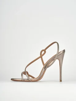 Sandali tacco 12cm pelle argento