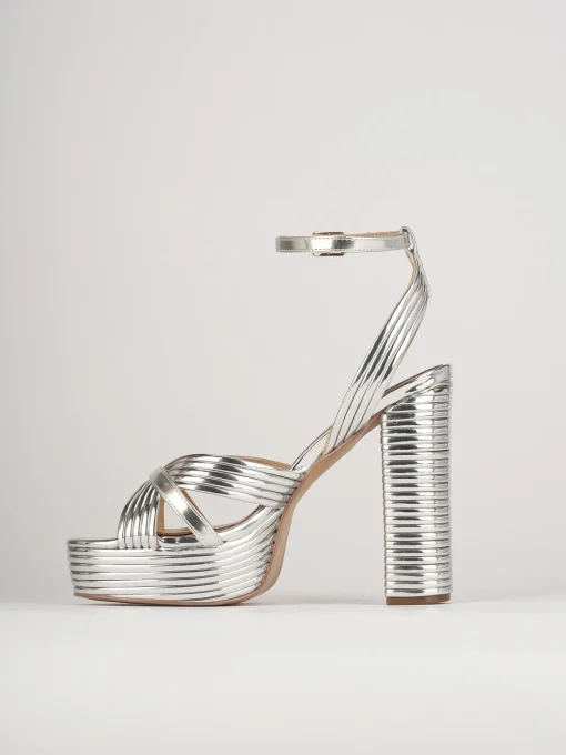 Sandali tacco 11cm pelle argento