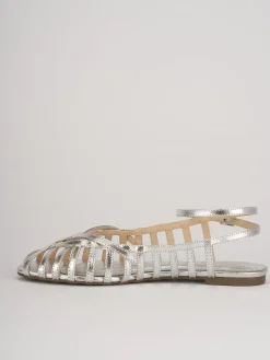 Sandali tacco 1cm pelle argento