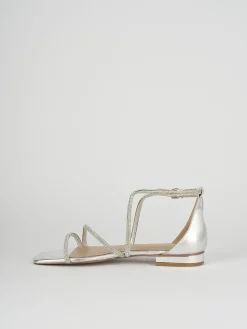 Sandali tacco 1cm pelle argento
