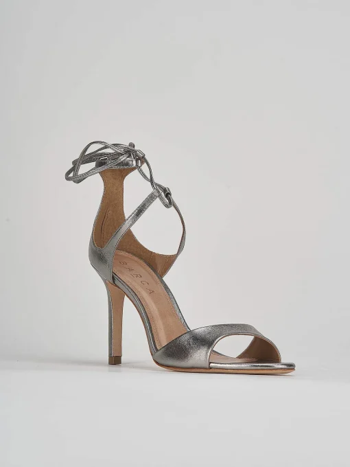 Sandali tacco 9cm pelle argento