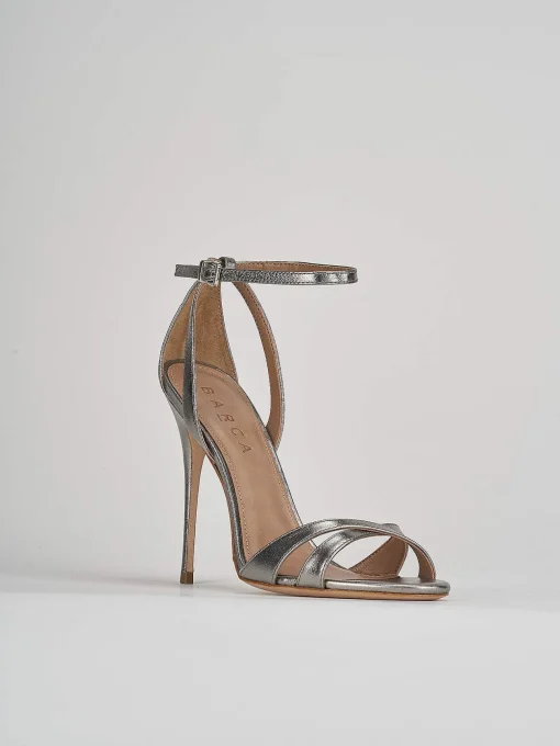 Sandali tacco 11cm pelle argento