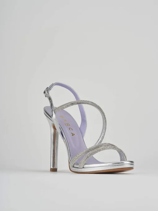 Sandali tacco 9cm pelle argento