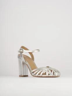 Sandali tacco 7cm pelle argento