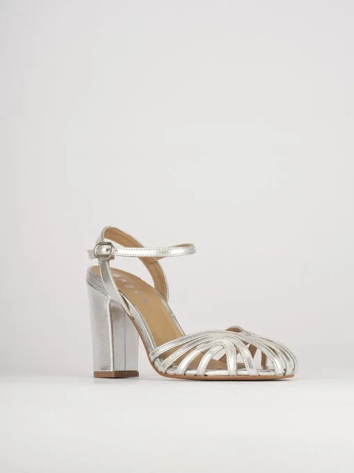 Sandali tacco 7cm pelle argento