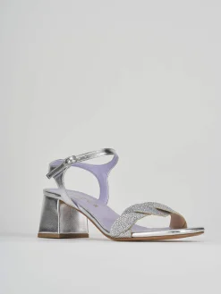 Sandali tacco 5cm pelle argento