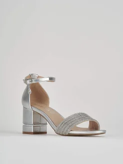 Sandali tacco 6cm pelle argento