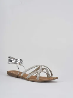Sandali tacco 1cm pelle argento