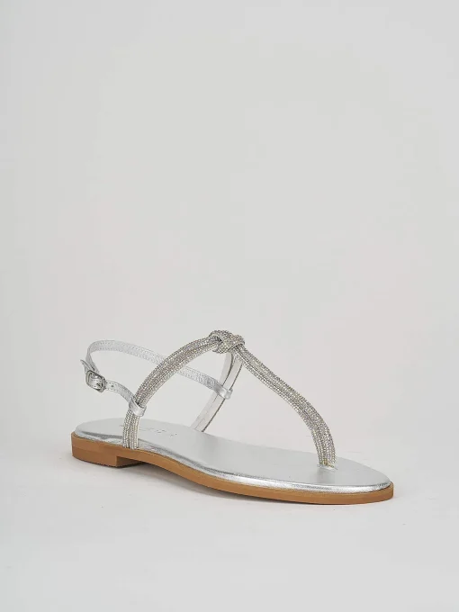 Sandali tacco 1cm pelle argento