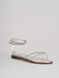 Sandali tacco 1cm pelle argento