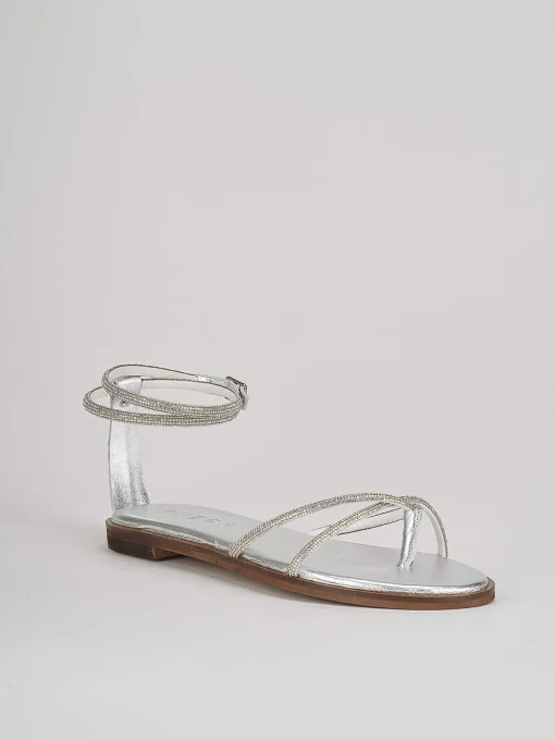 Sandali tacco 1cm pelle argento