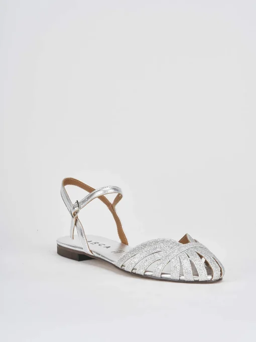 Sandali tacco 1cm pelle argento