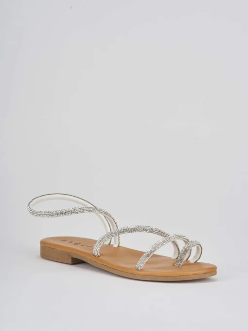 Sandali tacco 1cm pelle argento