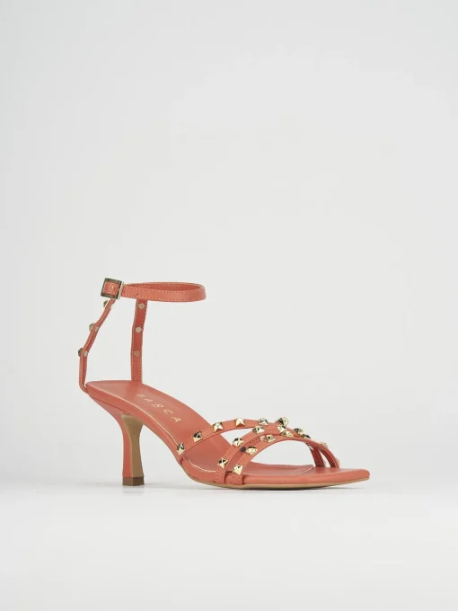 Sandali tacco 7cm pelle arancio
