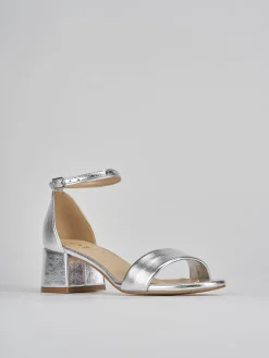 Sandali tacco 5cm pelle argento
