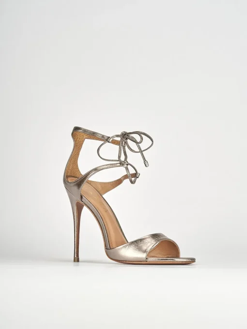 Sandali tacco 12cm pelle argento