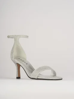 Sandali tacco 6cm pelle argento