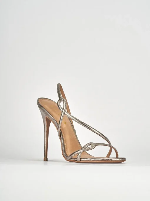 Sandali tacco 12cm pelle argento