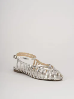 Sandali tacco 1cm pelle argento