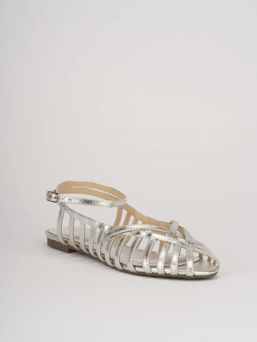 Sandali tacco 1cm pelle argento
