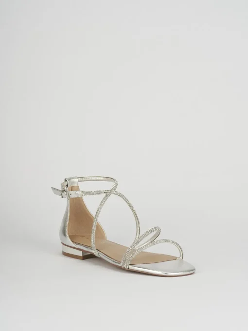 Sandali tacco 1cm pelle argento