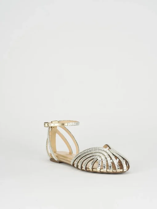 Sandali tacco 1cm pelle argento