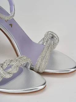 Sandali tacco 9cm pelle argento