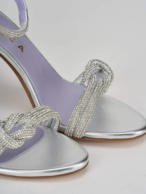 Sandali tacco 9cm pelle argento