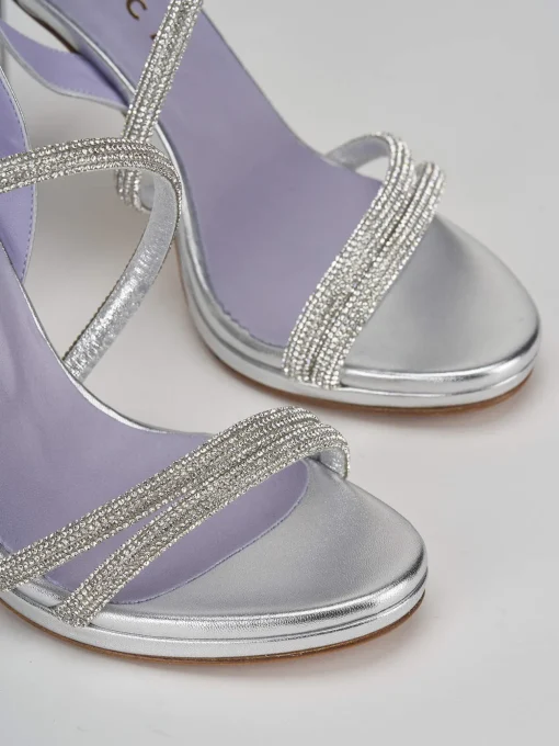 Sandali tacco 9cm pelle argento