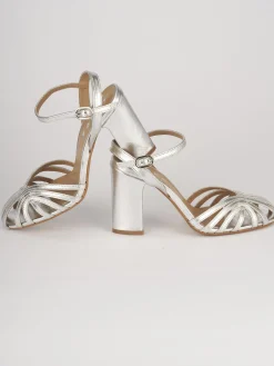 Sandali tacco 7cm pelle argento