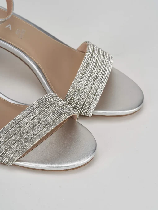 Sandali tacco 6cm pelle argento