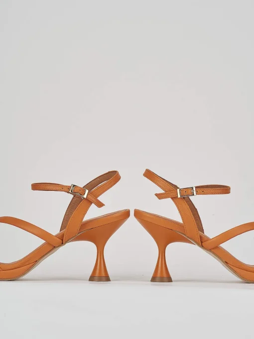 Sandali tacco 6cm pelle arancio