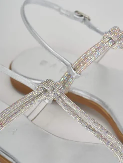 Sandali tacco 1cm pelle argento