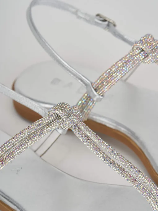Sandali tacco 1cm pelle argento