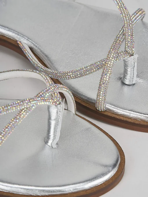 Sandali tacco 1cm pelle argento