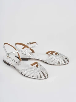 Sandali tacco 1cm pelle argento