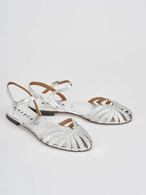 Sandali tacco 1cm pelle argento
